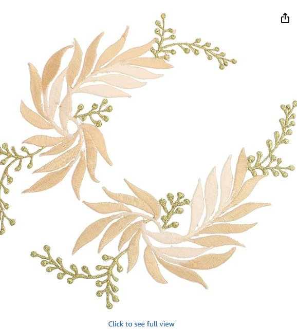 Flower Embroidered Iron-On Patch, Long